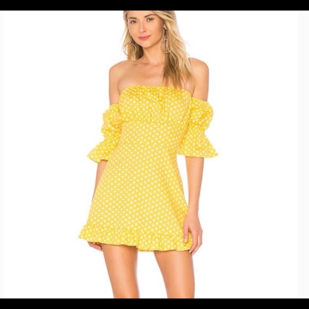 Tularosa yellow polka dots dress in M